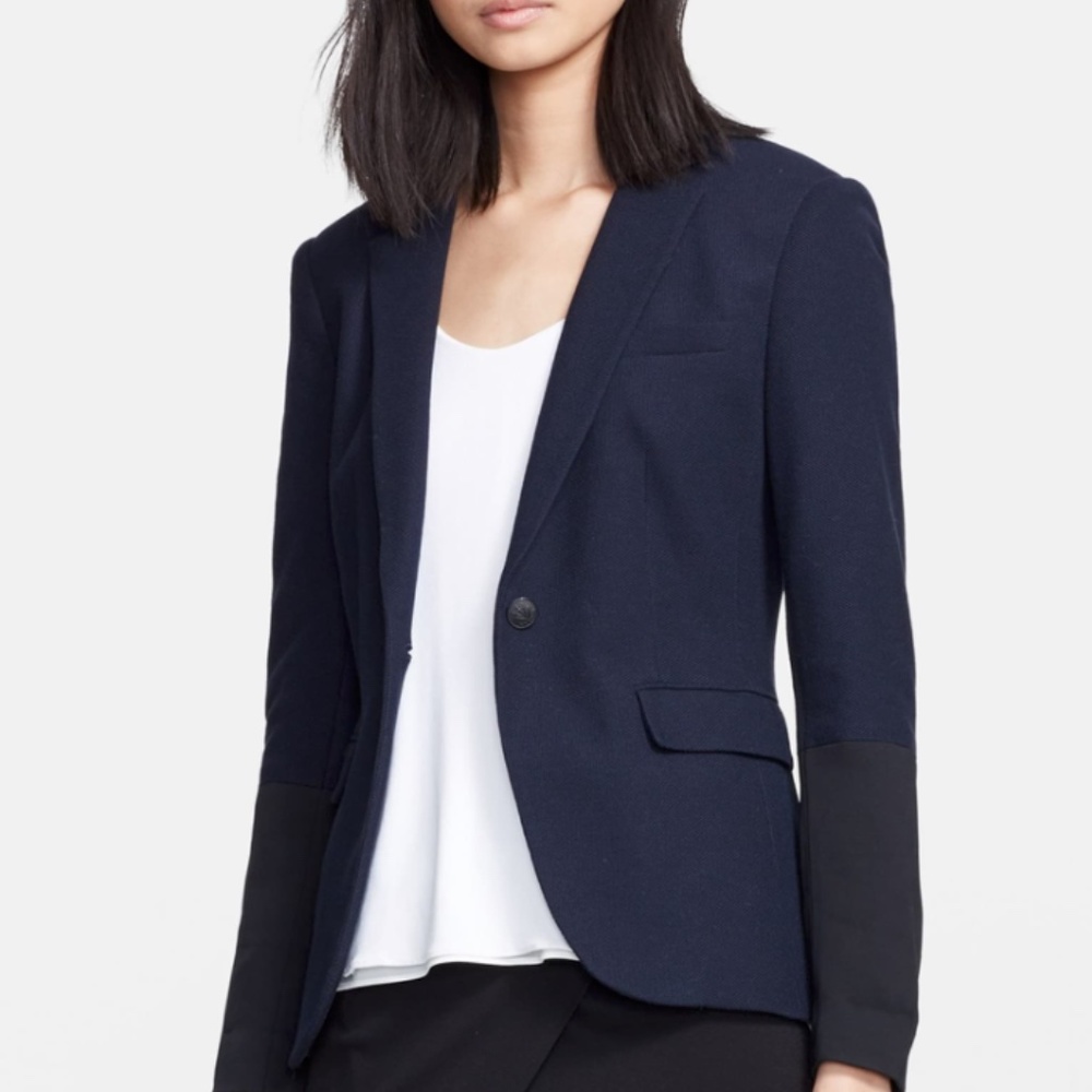 Rag & Bone Navy Blazer Jacket w Black Trim Sz 0